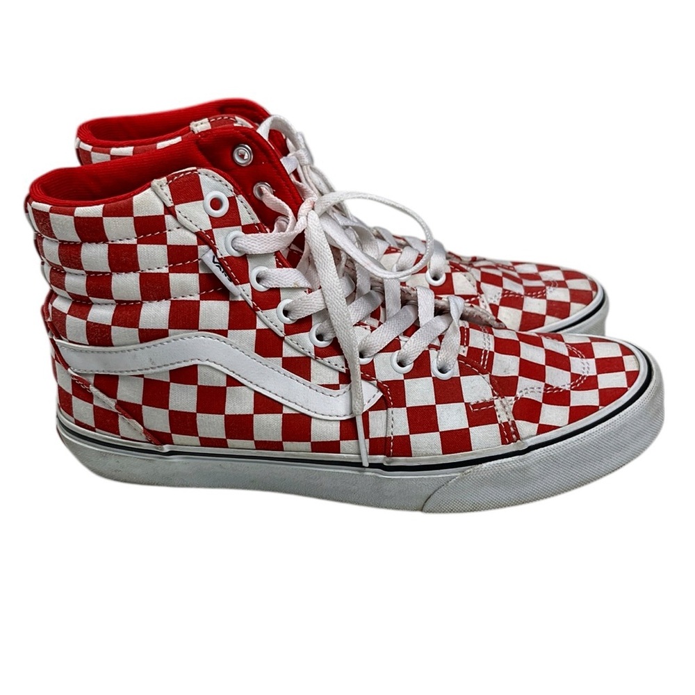 Vans Women’s Red & White Checkerboard High-Top Sneakers Size 9 Indie Skatecore